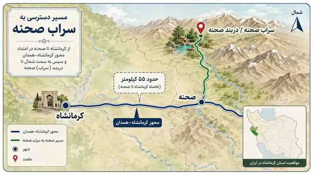 مسیر دسترسی به سراب صحنه